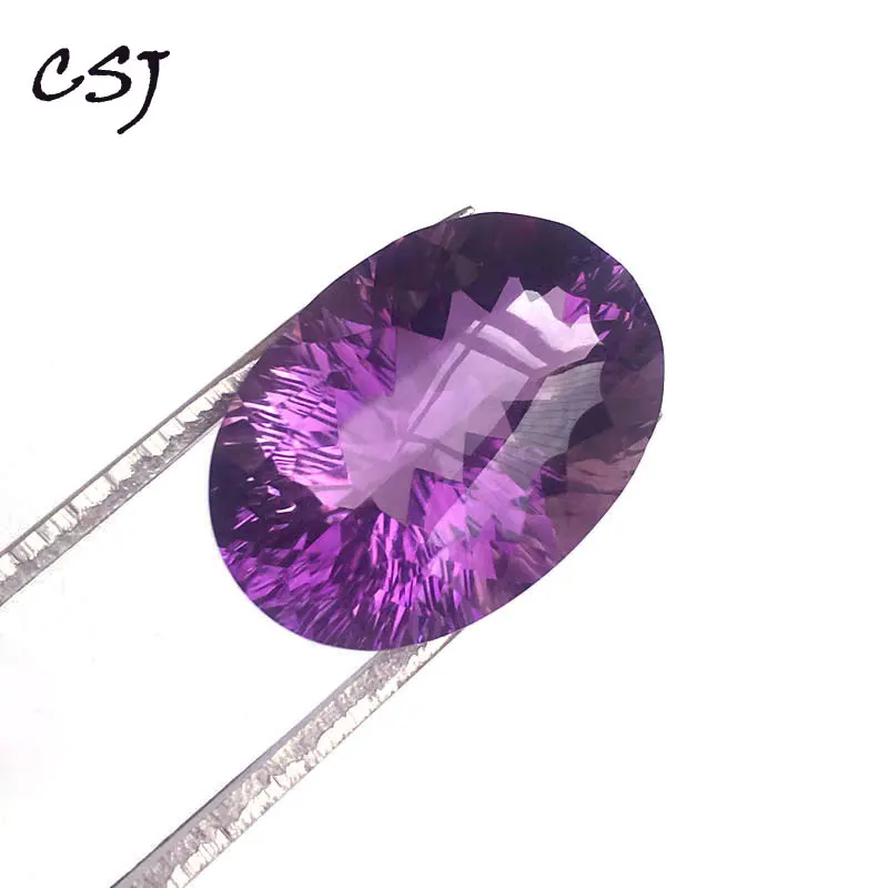 

CSJ Real Natural Amethyst Loose Gemstone Oval Brilliant Concave Cut Diy Fine Jewelry 925 Silver Gold Mounting Ring