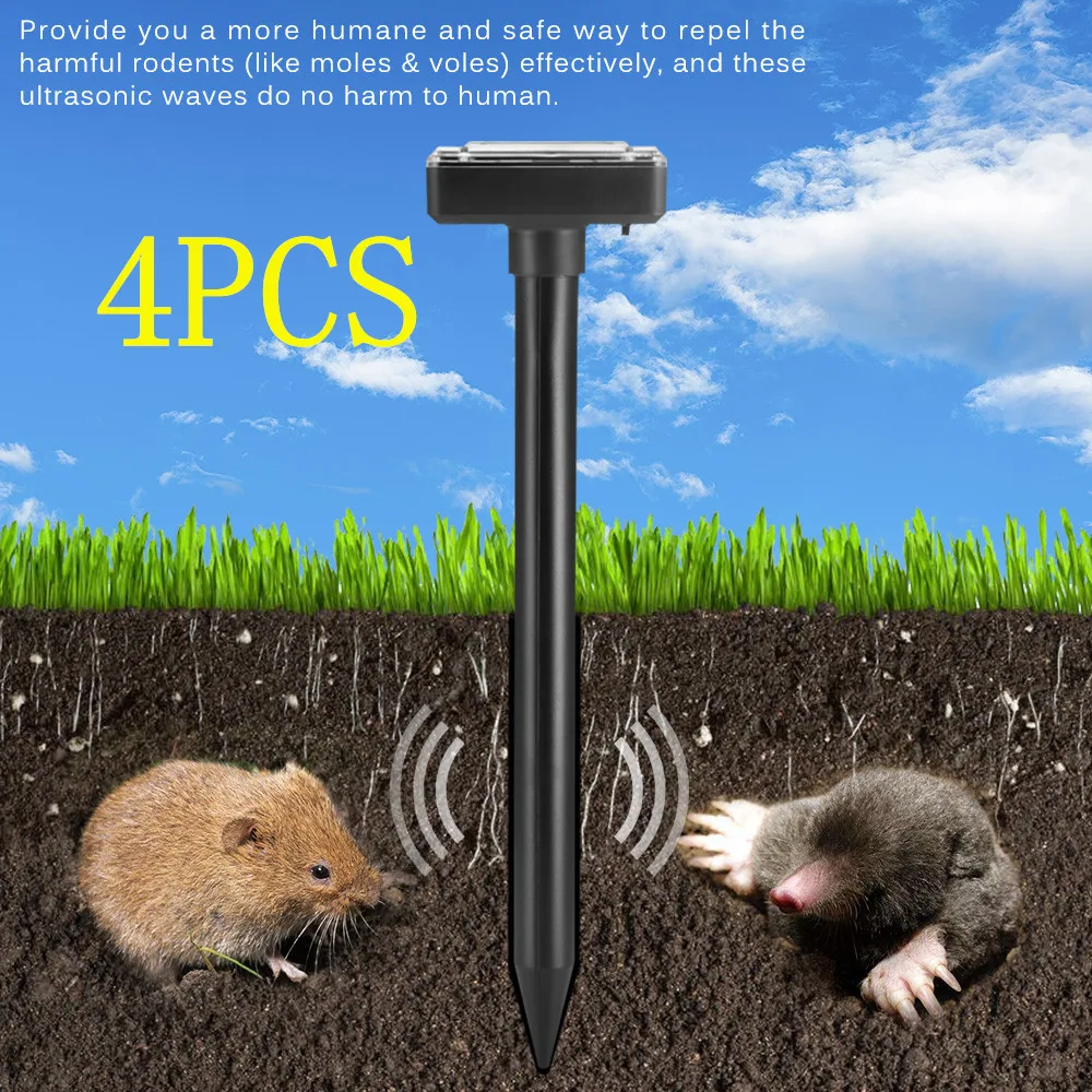 

Outdoor Garden Mole Repellent Solar Power Ultrasonic Mole Snake Bird Mosquito Mouse Ultrasonic Pest Repeller Control Garden Yard