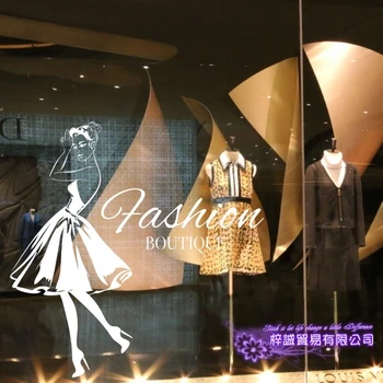 

Clothing Store Fashion Lady Girl Glass Wall Sticker Decoration Clothing Store Decal Cloakroom Showcase Decor Clothing Shop Decal