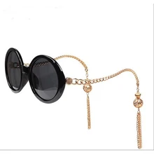 Новая мода ретро женские солнцезащитные очки фонарь кисточкой оправа с цепочкой солнцезащитные очки барокко винтажные круглые женские солнцезащитные очки Gafas de Sol