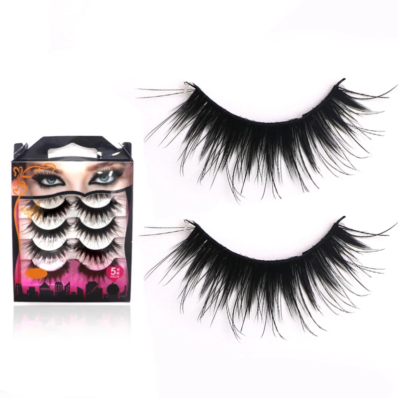 

5 Pairs Handmade Eyelashes For Building Long Thick False Eyelashes Mink Makeup Tips Eye Lashes Extension Tools Fake Lashes Messy
