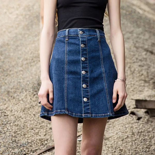 above knee denim skirt