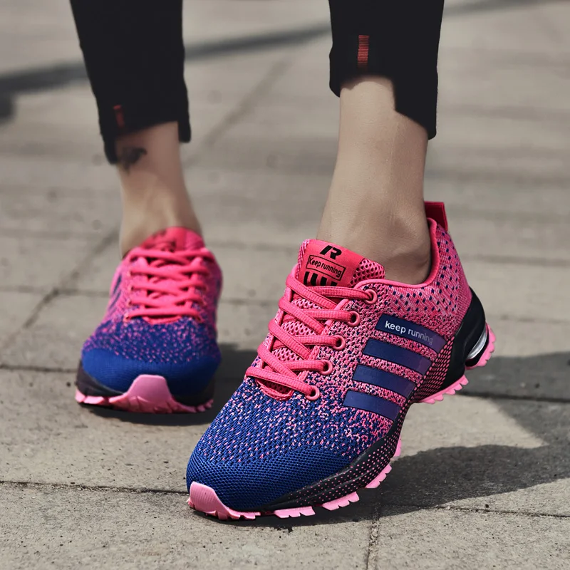 

Women Running Shoes Grils Sneakers Walking Jogging Tracking Work Footwear Air Flat Fly Knit Breathable Light Basket Sport Shoes