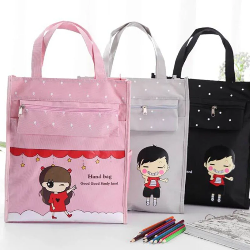 

Pattern Boy And Girl School Large Oxford A4 File Folder Kid's Document Bag Business Briefcase Paper Storage Bag With Zipper