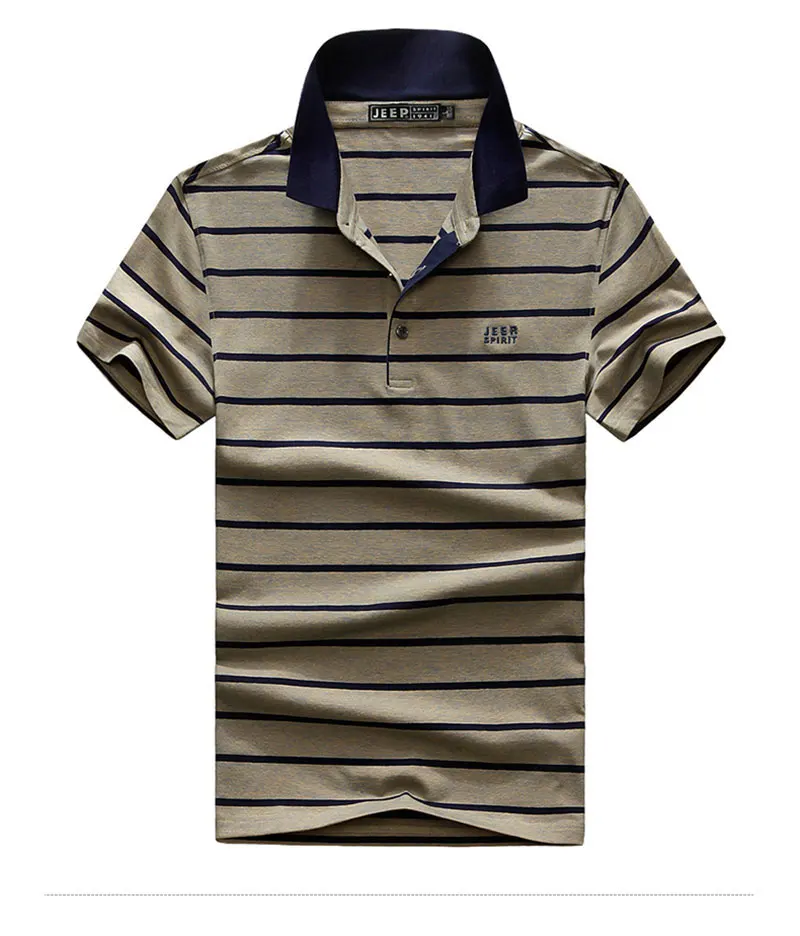JEEP Brand Men's Polo Shirts Short Sleeve Loose Summer Pinstripe Men Fashion Cotton Man High Quality Smart Casual Straight Tops (6)