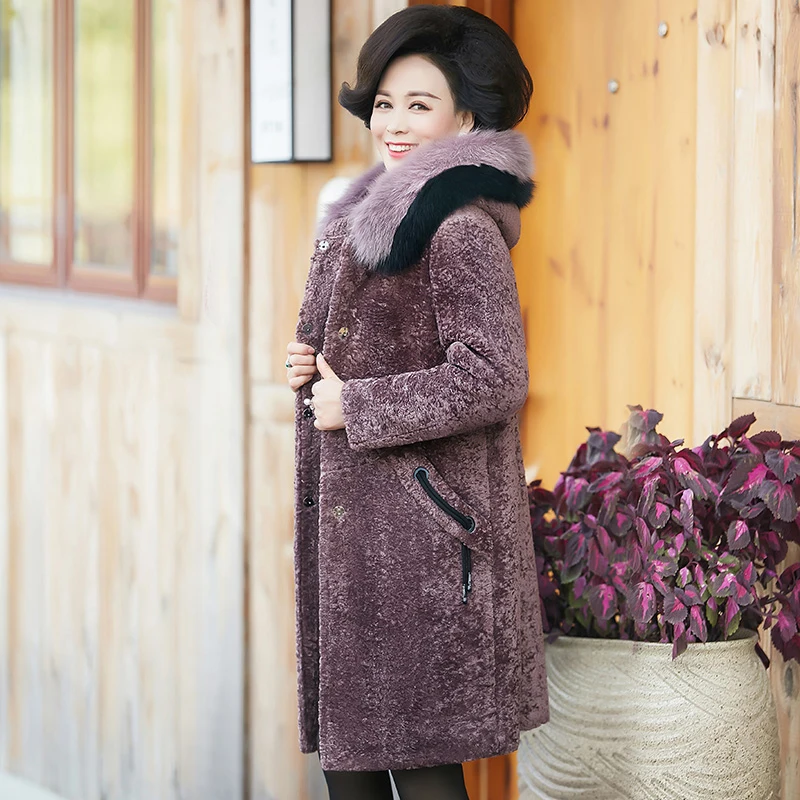 

2020 Women's Winter New Woolen Coat Plus Velvet Thickening Long Woolen Jacket Loose Large Size Hooded Fur Collar Warm Coat LQ198