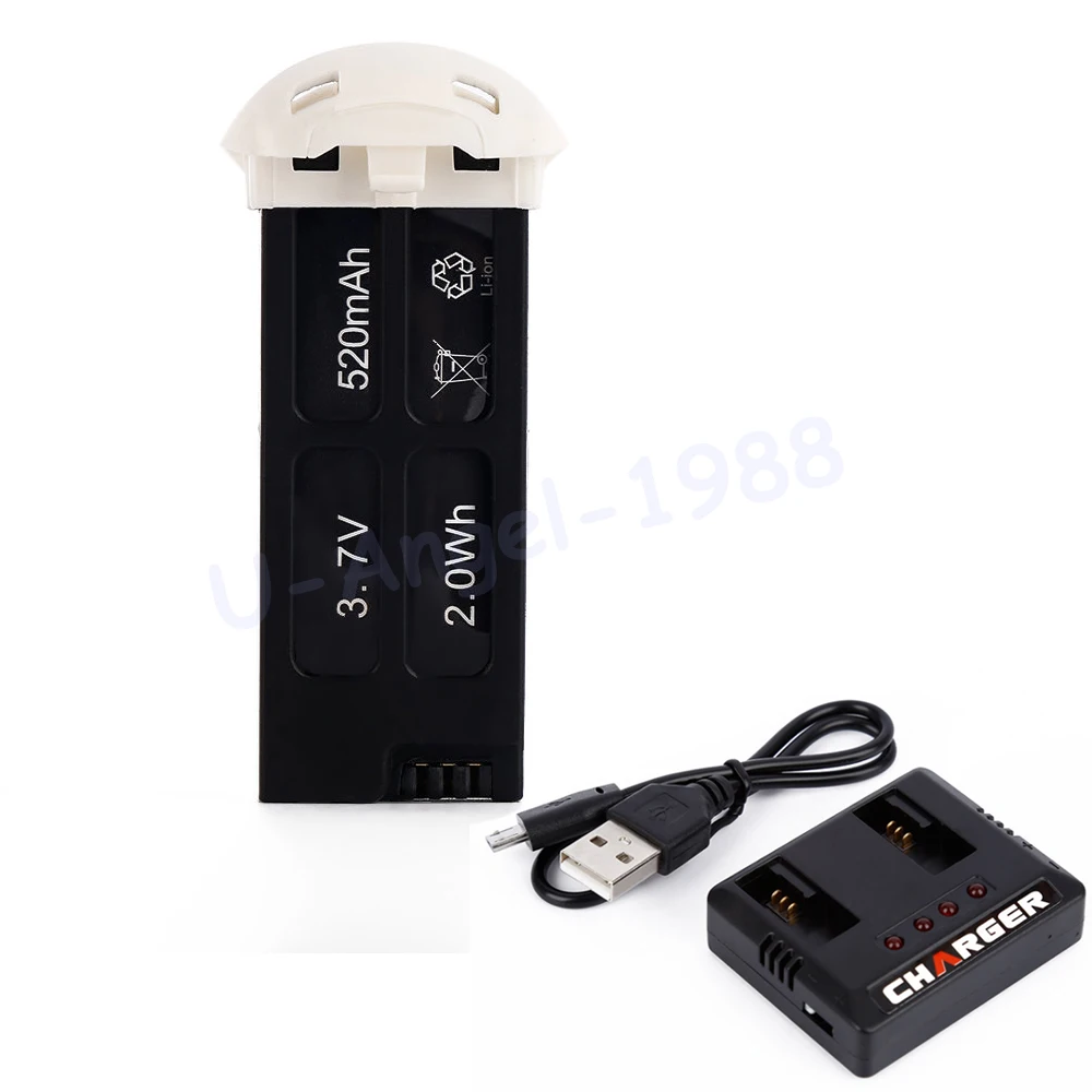 1Pcs 3.7V 520mAh 2.0Wh Lipo Battery With Charger for Hubsan H107D+ RC Quadcopter | Игрушки и хобби