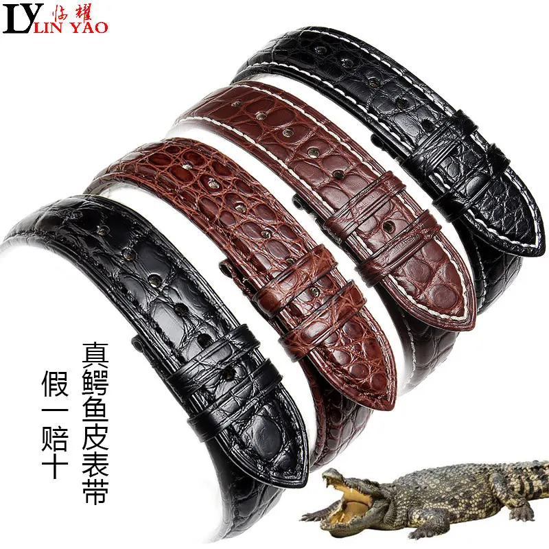 

Premium crocodile leather watchband 14 16 18 20 22mm The real Alligator strap Watch accessories Men Women Free tools and postage