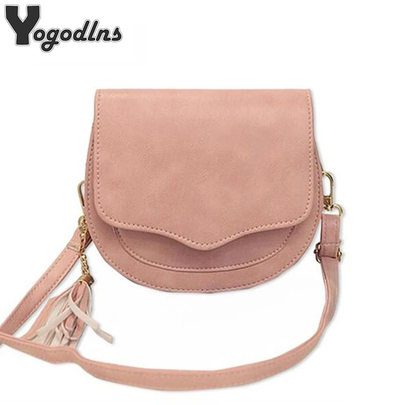 2019 جديد وصول المرأة البسيطة بو الجلود Crossbody أكياس شرابة حقيبة كتف مصمم حقائب الإناث حقيبة ساعي