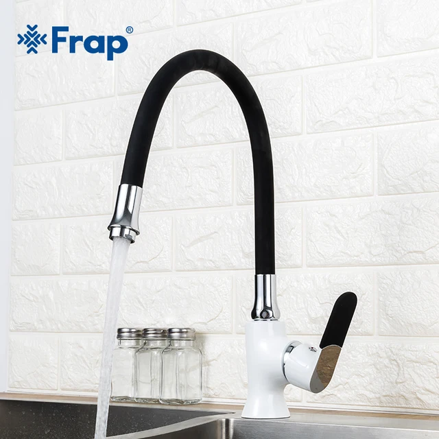 Cheap Frap Multi-color Silica Gel Nose Any Direction Kitchen Faucet Cold and Hot Water Mixer grifo cocina White Spray paint F4034 