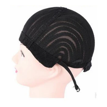 ( 2 Pieces/lot ) FREE Shipping Adjustable Strap Elastic Mesh Glueless Cornrow Crochet Synthetic Braided Weaving Wig Cap Black 3