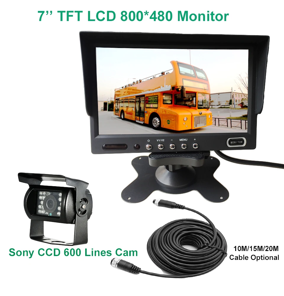

KOENBANG 4pin 600TV Lines SONY CCD Rear View Reverse Camera + 800*480 7 inch TFT LCD Monitor System For Bus Houseboat Truck