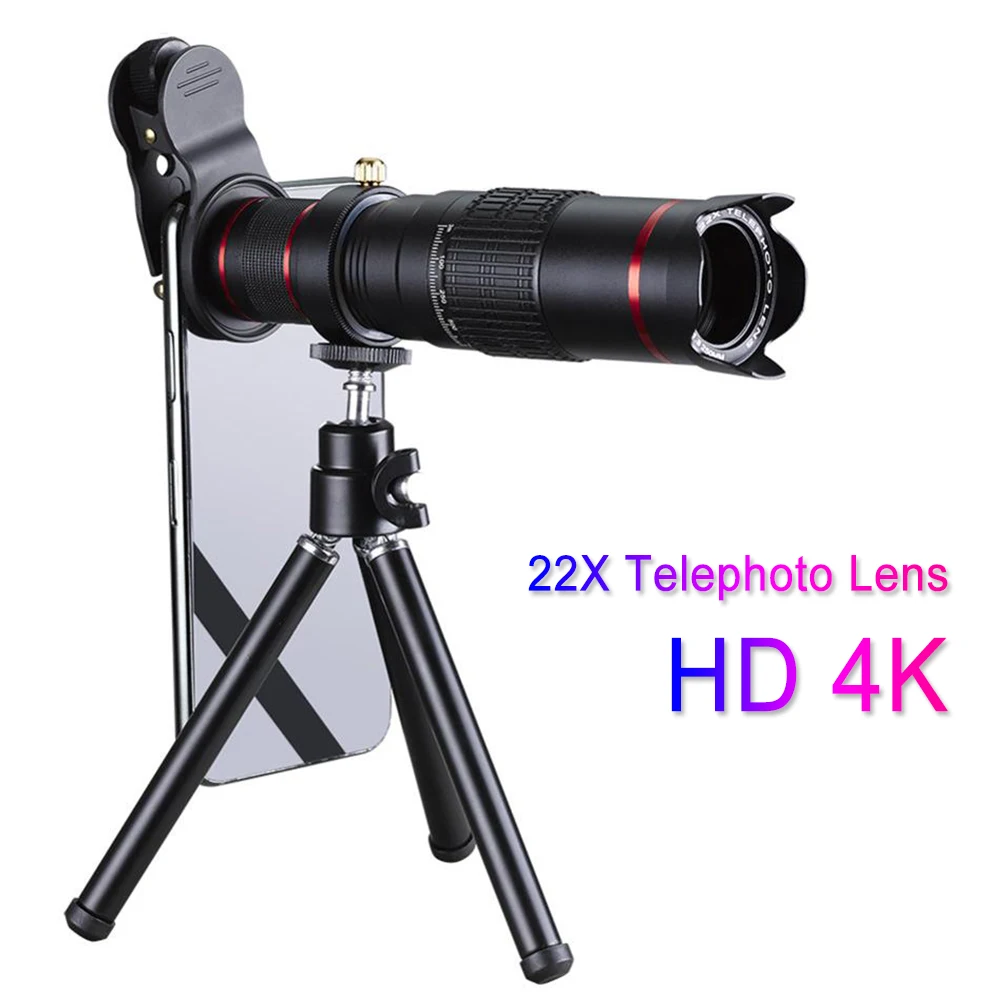 HD 4K Профессиональный сотовый телефон объектив 22x камера зум оптический телескоп