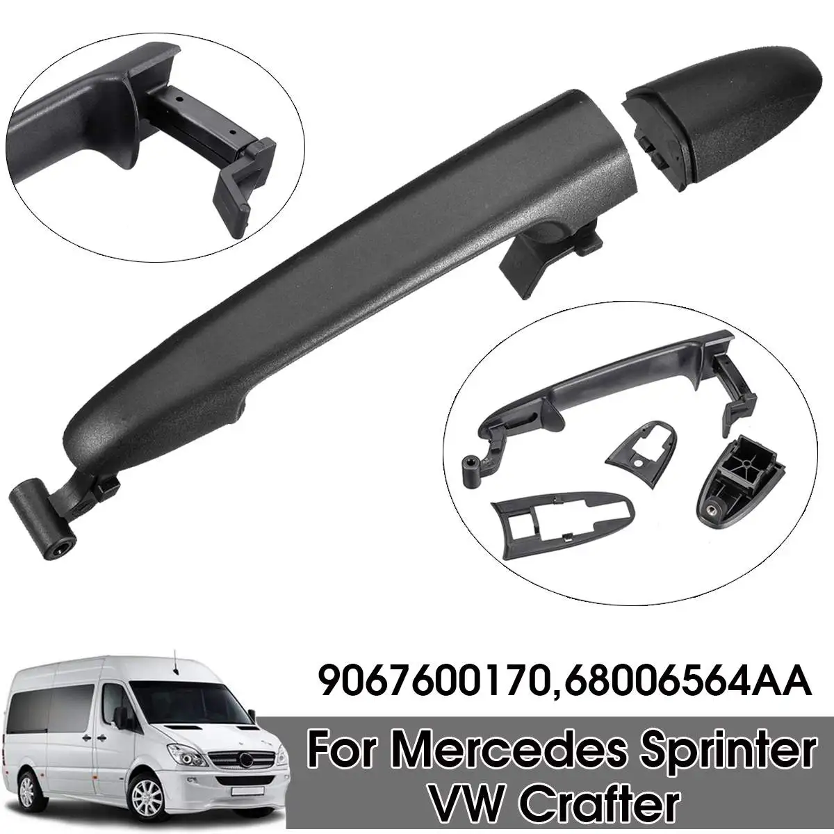 Черная наружная левая ручка раздвижной двери для Mercedes/Sprinter/VW/Crafter 9067600170 68006564AA 2005 2006