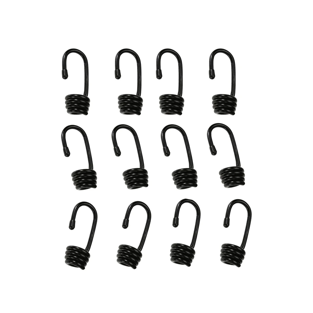 12 Pieces/set High Strength Steel Wire End Hooks for 6mm Kayak Shock Cord Elastic Rope Luggage Tie Down Straps
