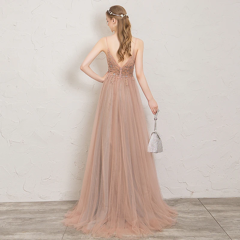 Luxury Evening Dress Long V-Neck Tulle Robe De Soiree Formal Dress Women Abiye Gece Elbisesi Abendkleider 2019 Luxury Evening Dress Long V-Neck Tulle Robe De Soiree Formal Dress Women Abiye Gece Elbisesi Abendkleider 2019