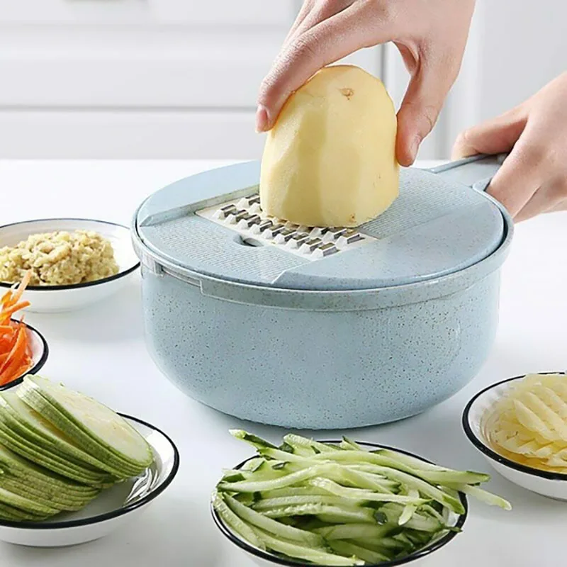 

9 in 1 Multifunction Slicer Vegetable Slicer Potato Peeler Carrot Onion Grater with Strainer Vegetable Cutter Kitchen Tool