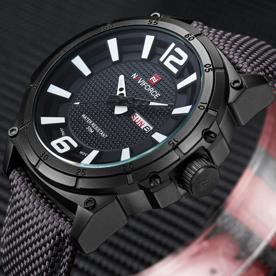 Часы NAVIFORCE мужские модные брендовые роскошные с нейлоновым ремешком наручные