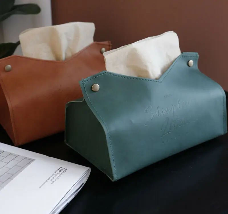 

FAROOT Leather Cover Tissue Box Dispenser Paper Storage Holder Napkin Case Organizer Modern Brief Tissue Cases