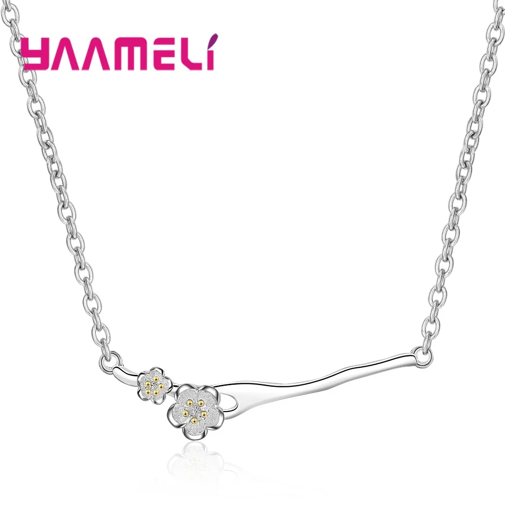

Sweet Sakura Flower Charms Pendant Necklace 925 Sterling Silver Daisy Neck Accessories Jewelry Fine Women Lady Anniversary Gifts