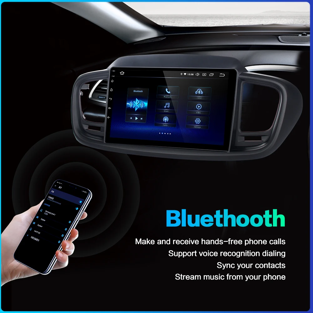 Best Dasaita 8" IPS Screen 1 Din Car Radio DSP Android 9.0 for Kia Sorento 2015 2016 2017 2018 Bluetooth GPS Navigation HDMI 3