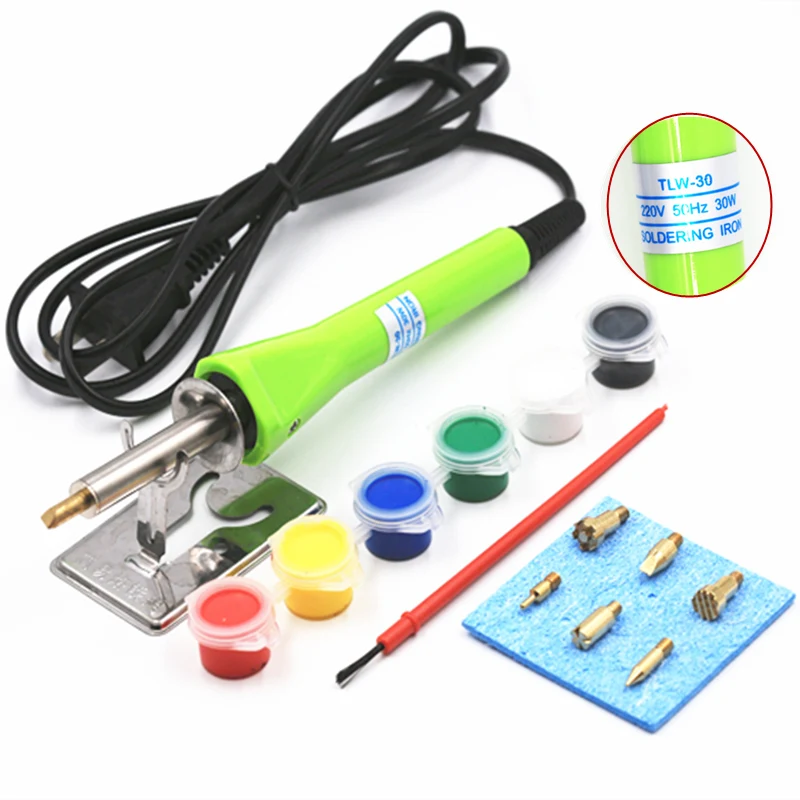 SZBFT 30W Wood Burning Pen Electric Soldering Iron Set with 6PCS Tips