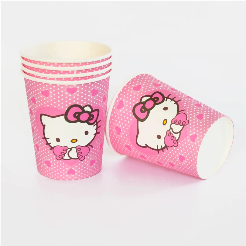 

10pcs/lot paper cup Hello Kitty Cat Kids Birthday party supply event party supplies party Decoration Set