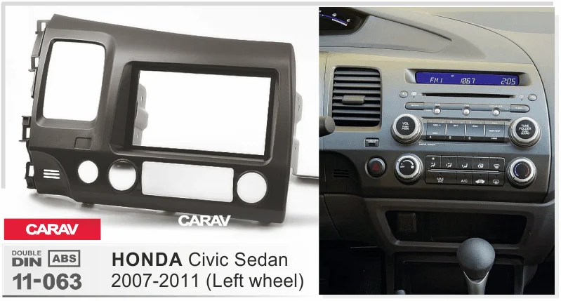 CARAV 11-063 автомобильный Радио монтажный стерео Установка отделка Установка 2-DIN dash комплект для HONDA Civic Sedan 2007-2011(левое колесо