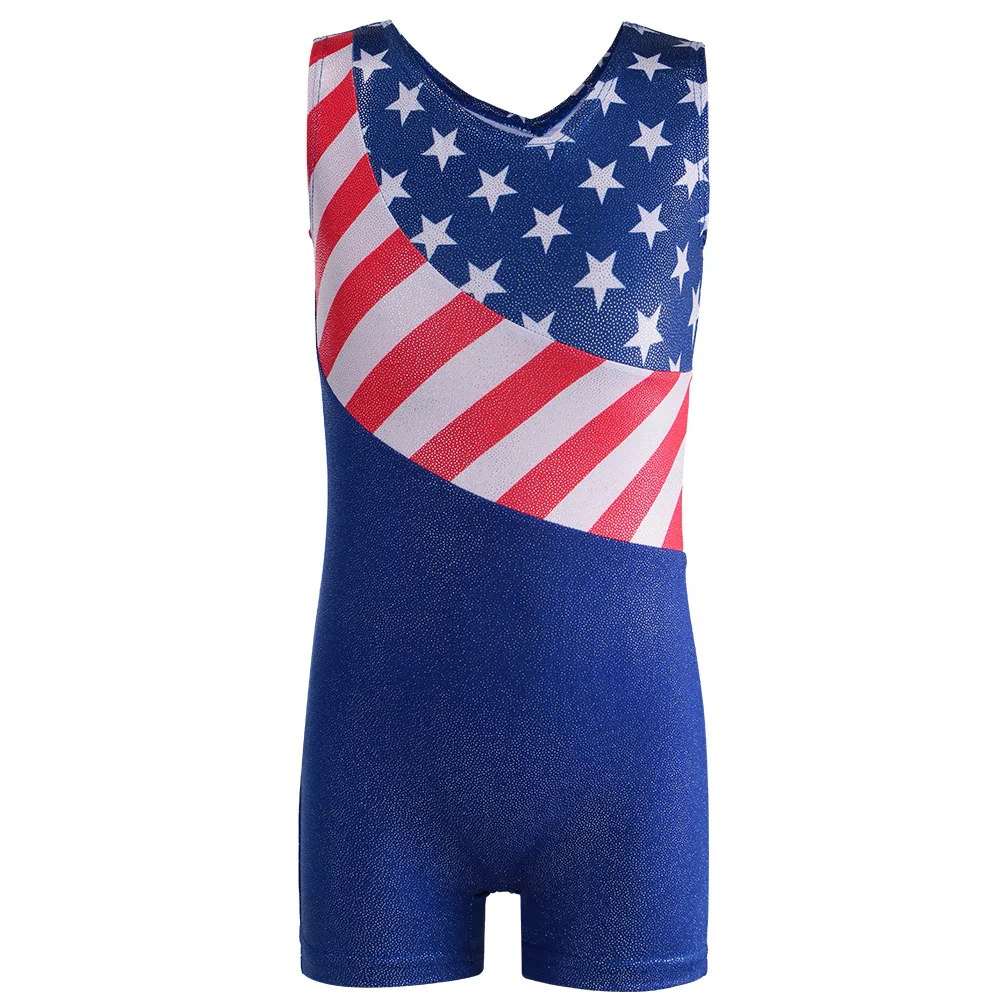 

2017 New Baby Girls Gymnastics Leotard 3-11Y Ballet Dress Tank Sleeveless Leotard Blue Striped Unitard Athletic Ballet Leotard