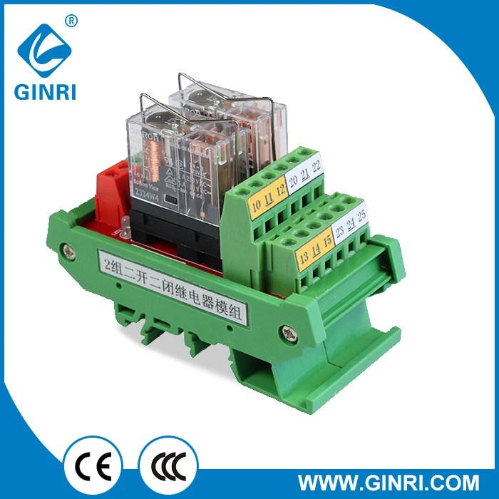 Релейный модуль GINRI JR-2L2/2 канала SPDT OMRON (усиленная плата вывода PLC) 2-канальный