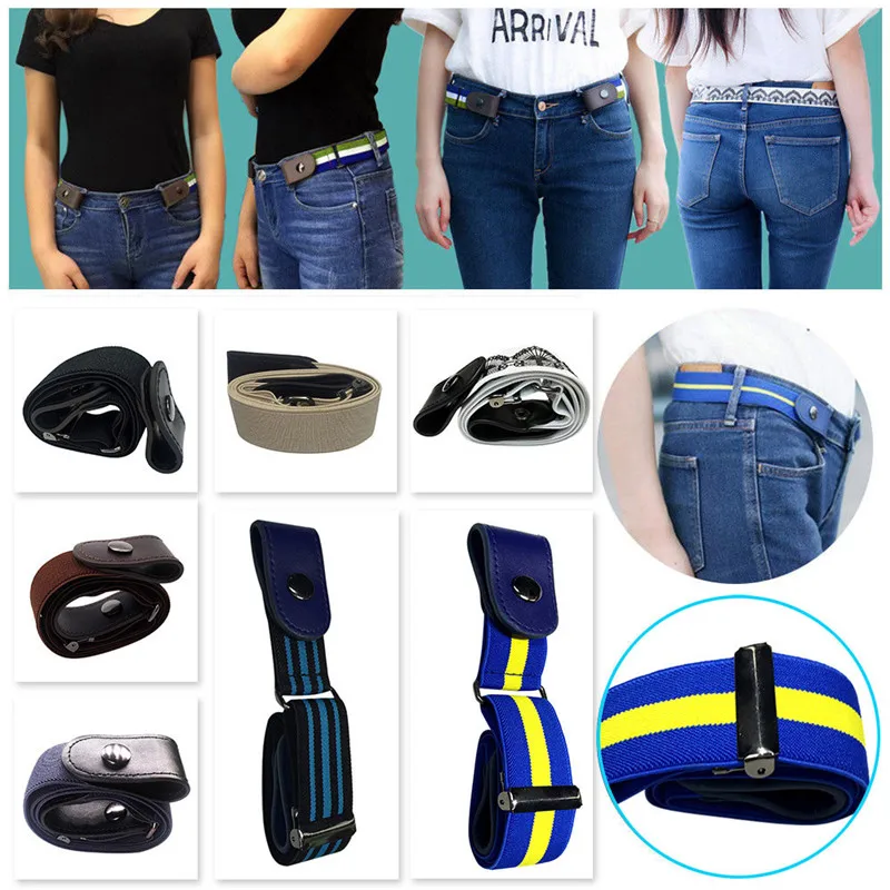 Invisible Lazy Buckle-Free Elastic Waist Belt Stretchy Women Men Jeans Pants Dress Waistband Adjustable No Hassle 40JA305