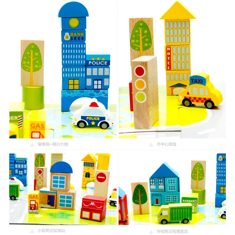 62 Деревянные игрушки для детей с умственными недостатками в городских дорожных сценах