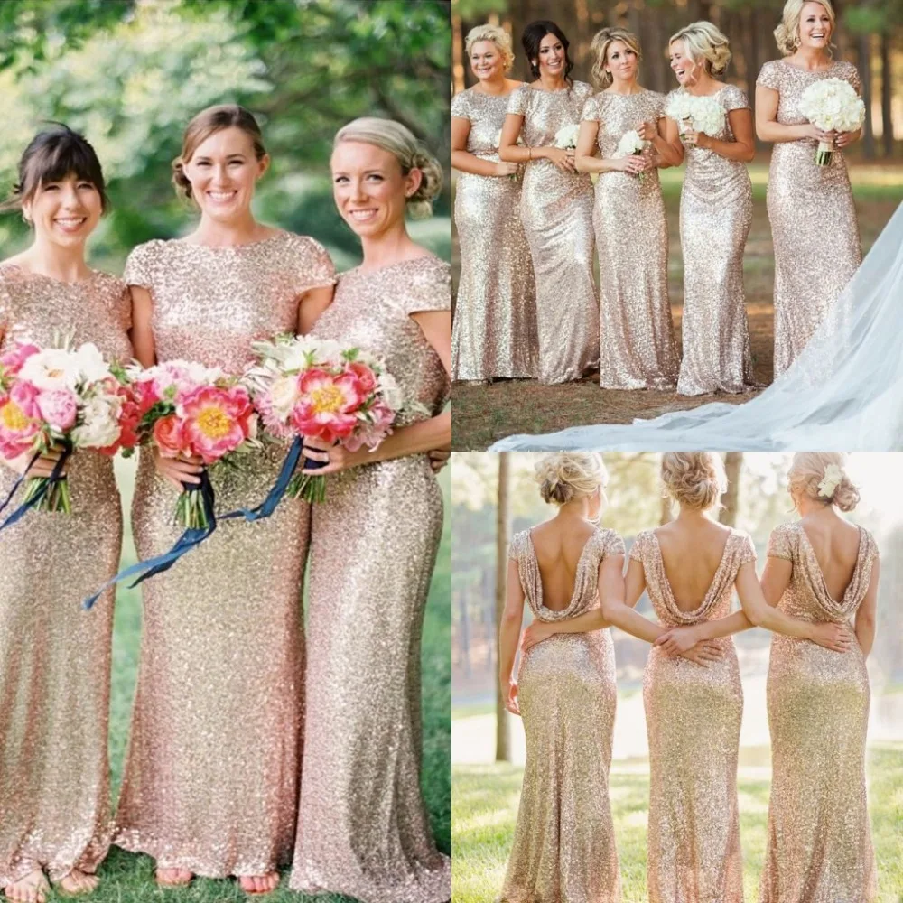 pink and gold wedding bridesmaid dresses