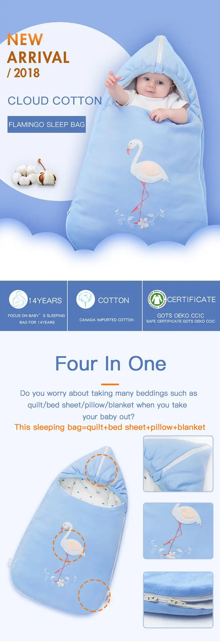 Спальный мешок для младенцев, конверт для новорожденных, чистый хлопок, для новорожденных, для младенцев, обернутый кокон, зимняя сумка для коляски, бионический дизайн
