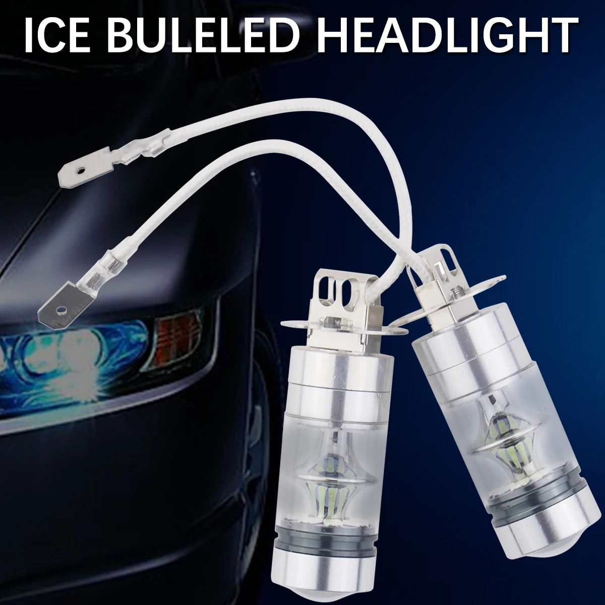 

Pack of 2 Fog Lights Ice Blue Fog Lamp Vehicle fog Light 20LED Bulbs 100W 8000K H3 H4 H7 Car Daytime Running Light