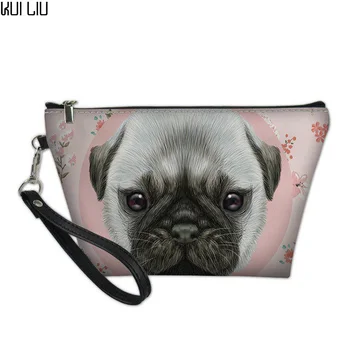 

Customized Cosmetic Bags & Cases for Girls Makeup Functional Bag 3D Pug Puppy Prints Makeup Case Toiletry Bag Travel Cosmetic