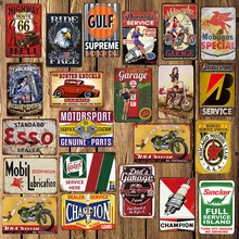 [Mike86] моторное масло гараж Чемпион Mobil Route 66Tin знак папа Гараж Декор шины плакат старый Металл живопись FG-213
