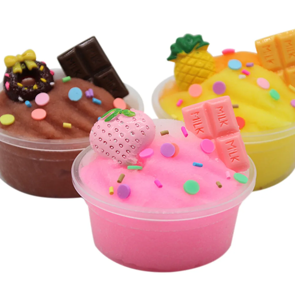 

Squeeze toys Fruits Chocolate Cotton Mud Puff Slime Putty Scented Stress Kids Clay Toy 60ml Y625
