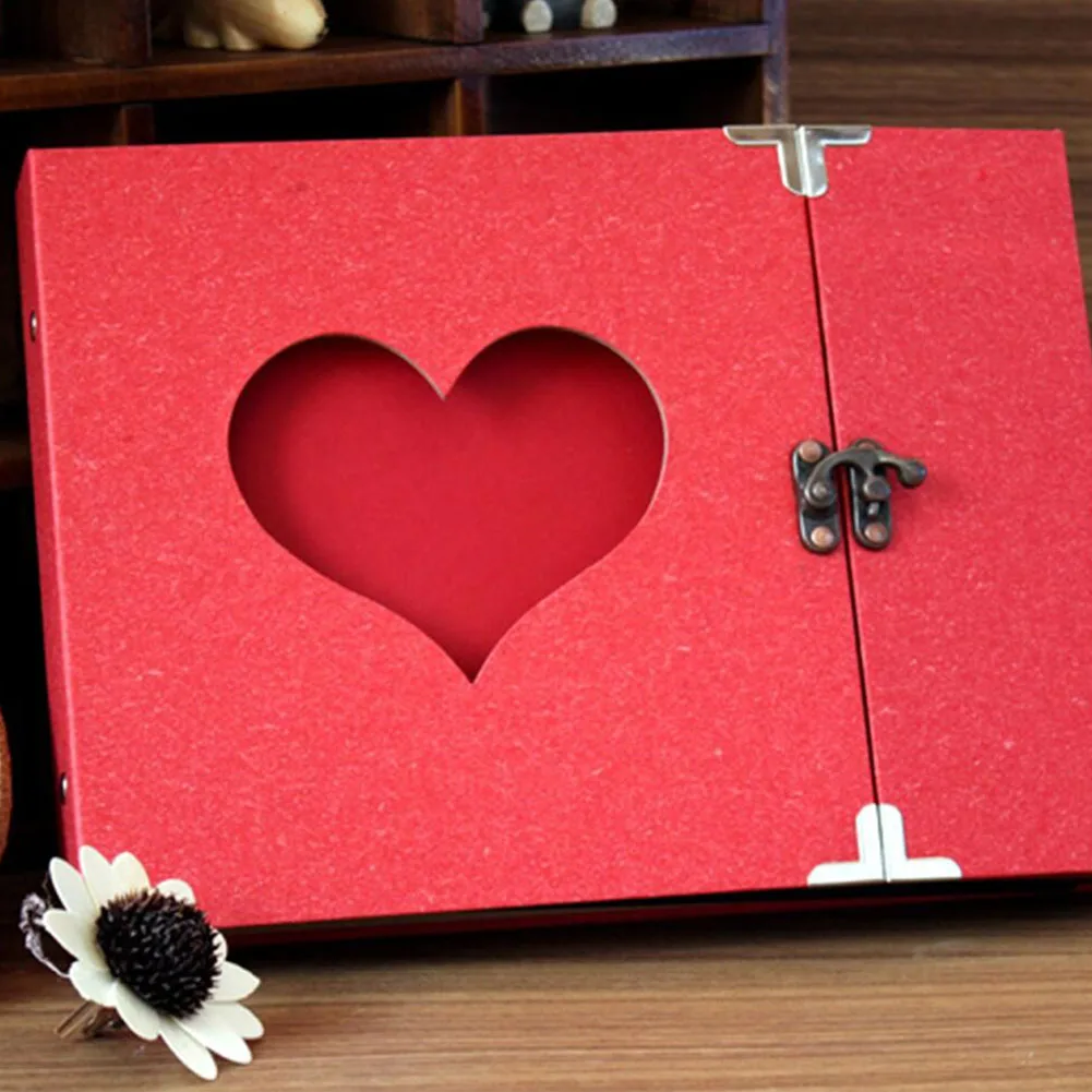 10 дюймов Подарочная коробка выдалбливают Свадебные черные страницы вставить винтажные любовные сердца фото коробка записная книжка DIY альбом флаер альбом#2