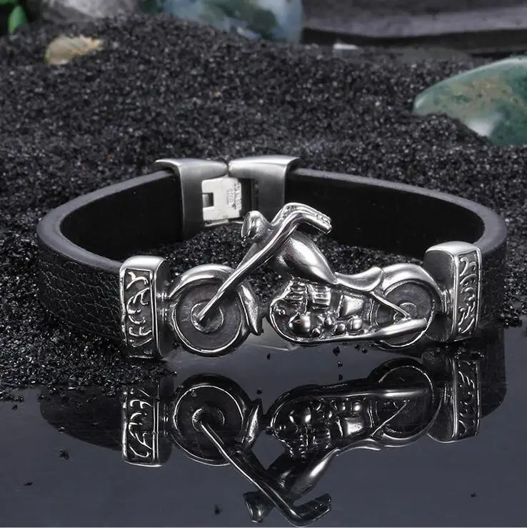 22cm*12mm New Unique Mens Jewelry Stainless Steel Motorcycle Charm