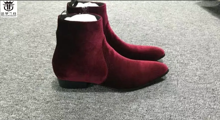 FR. LANCELOT/Зимние ботильоны; высококачественные Ботинки Martin в винтажном британском стиле; мужские короткие сапоги; модные повседневные мужские ботинки - Цвет: Красный