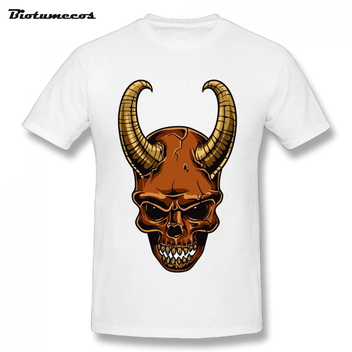 Summer Men T shirt The skull of goat hornprinted Short Sleeve Male T ...