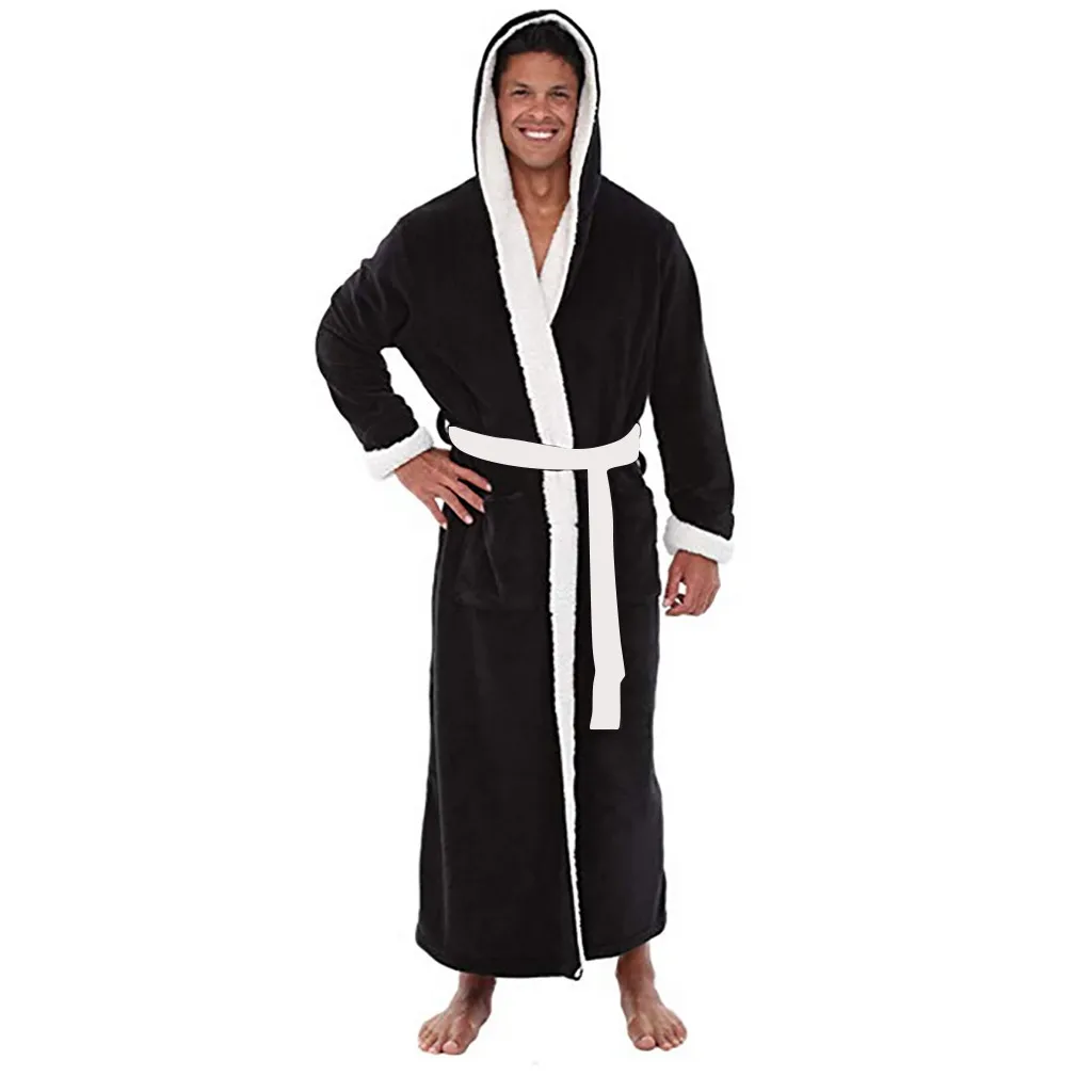 Мужская зимняя плюшевая удлиненная шаль, халат, домашняя одежда, халат с длинными рукавами, мужской Халат albornoz hombre