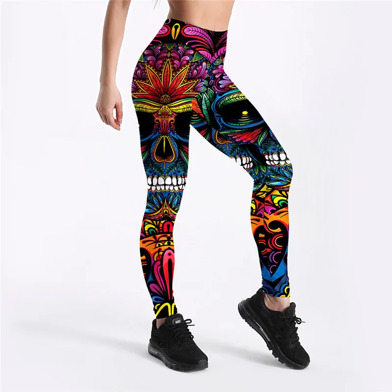 Plus Size 4XL Leggings Fitness Slim Women's Black&White skull mas Legging Sexy Fashion Stretch Digital Print Pants Cool Trousers lululemon leggings