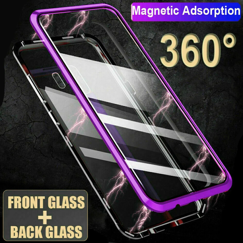 

Double sided glass Magnetic case for Vivo X23 X27 Pro Z5X NEX 2 IQOO Alumium metal 360 degree Full Cover Case