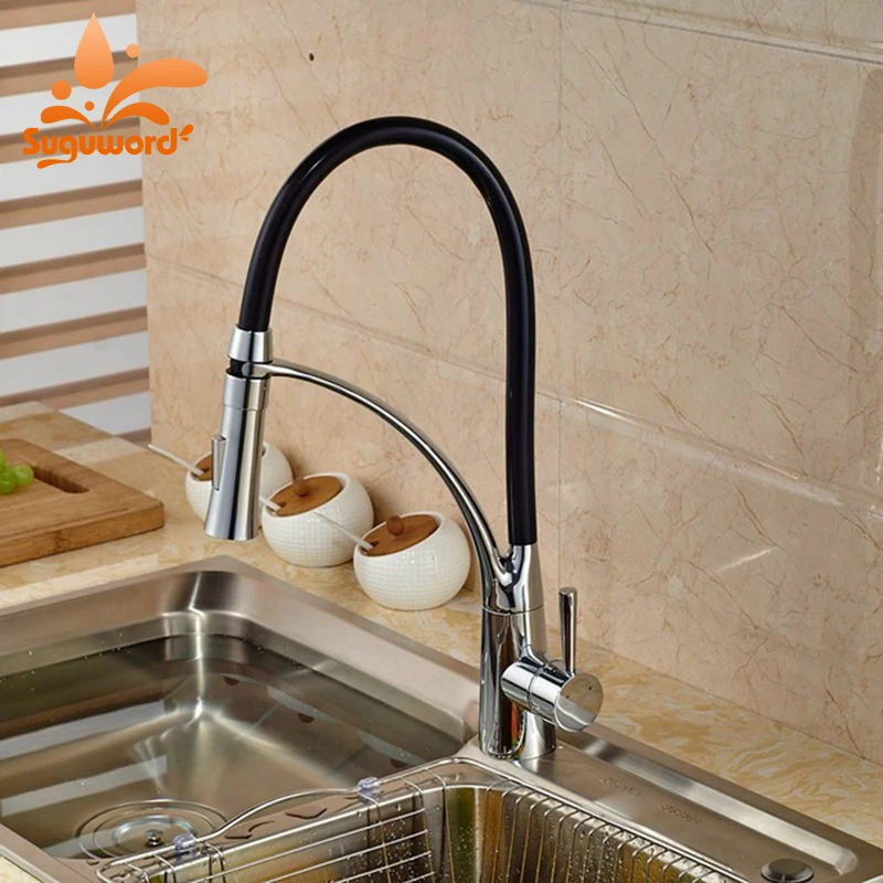 

Luxury Chorme Polish Kitchen Faucet Nozzle Swivel Spout Tap Single Handle Hot&Cold Faucet