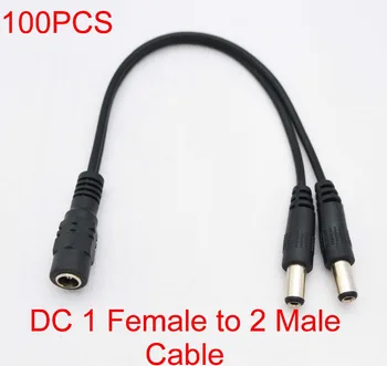 

High quality 100PCS DC Power Splitter Adaptor Cable 5.5x2.1mm 1 Female to 2 Male for CCTV Free Shipping
