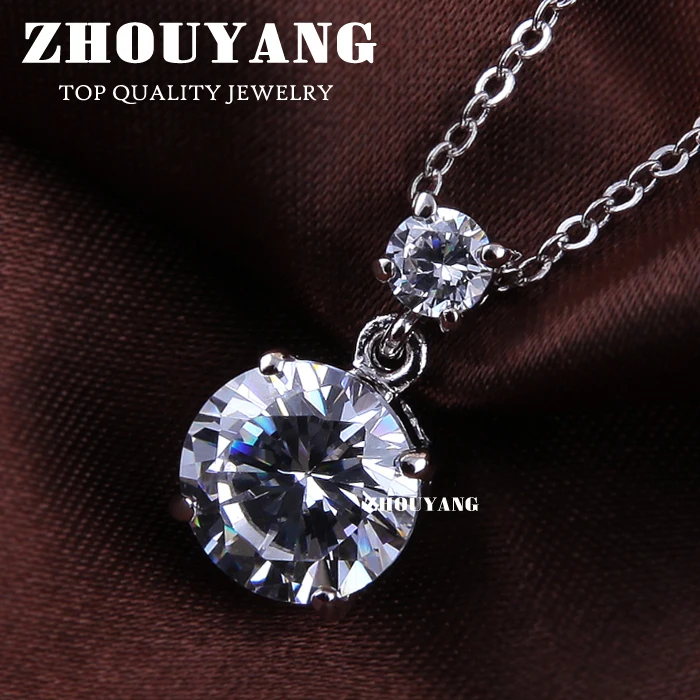 ZHOUYANG Top Quality ZYN154 Crystal Necklace Silver Color Pendant Necklace Jewelry Austrian Crystal Wholesale