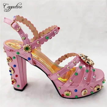 

Excellent pink wedding/party buckel design high heel sandals fashion lady shoes CFS12, many color