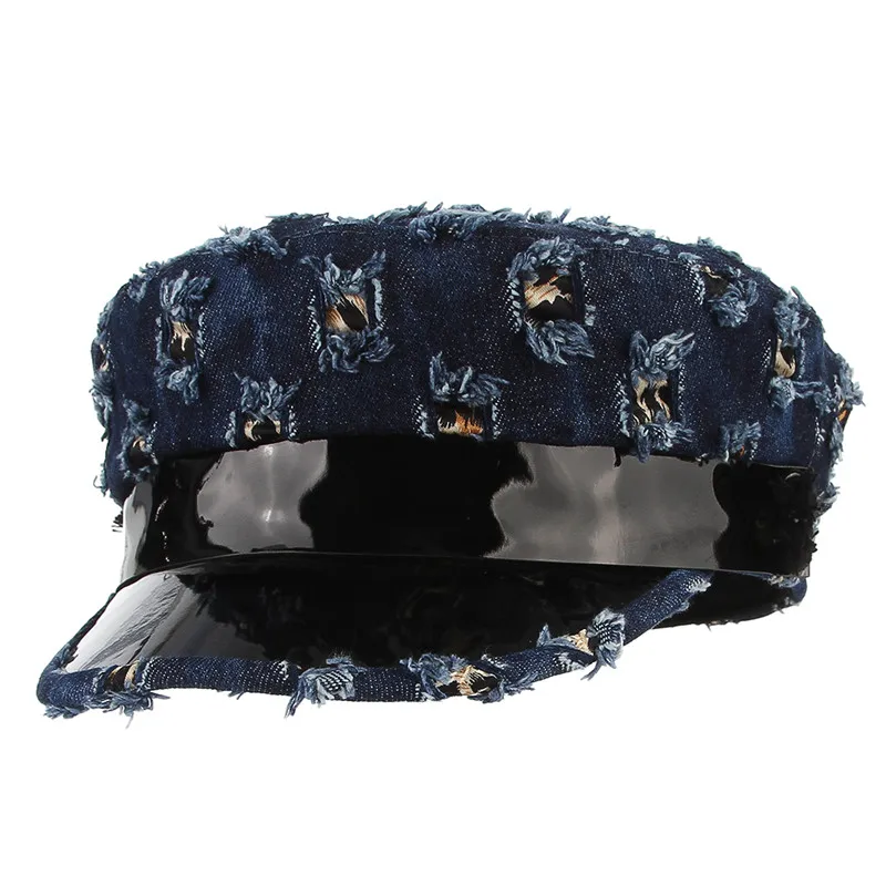 Женские береты в европейском стиле, шапка в стиле милитари, Винтажный дизайн, женская кепка Newsboy, Осень-зима, Модная Джинсовая шапка в морском стиле